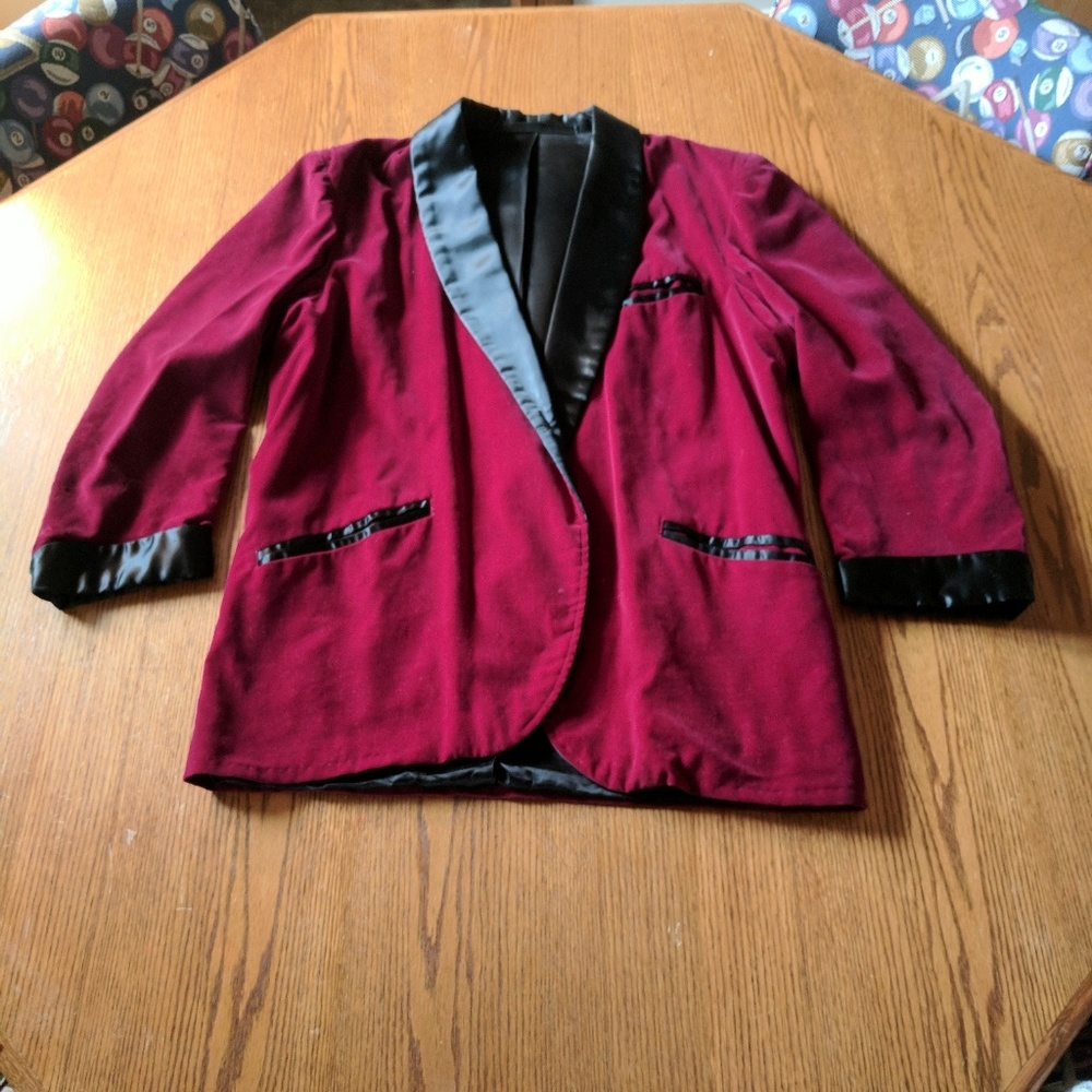 Burgundy velvet blazer